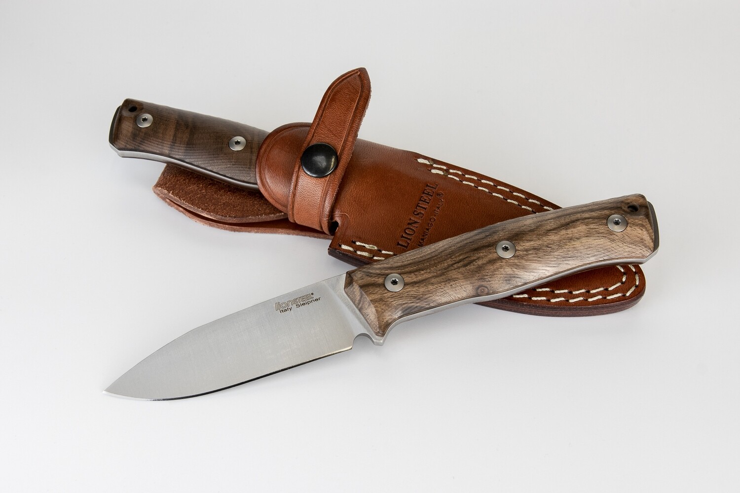 LionSTEEL B35 3.5&quot; Fixed Blade Knife / Walnut Handle / Satin Sleipner Steel