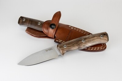 LionSTEEL B35 3.5&quot; Fixed Blade Knife / Walnut Handle / Satin Sleipner Steel