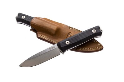 LionSTEEL B40 4" Fixed Blade Knife / Black G10 / Stonewash Sleipner Steel