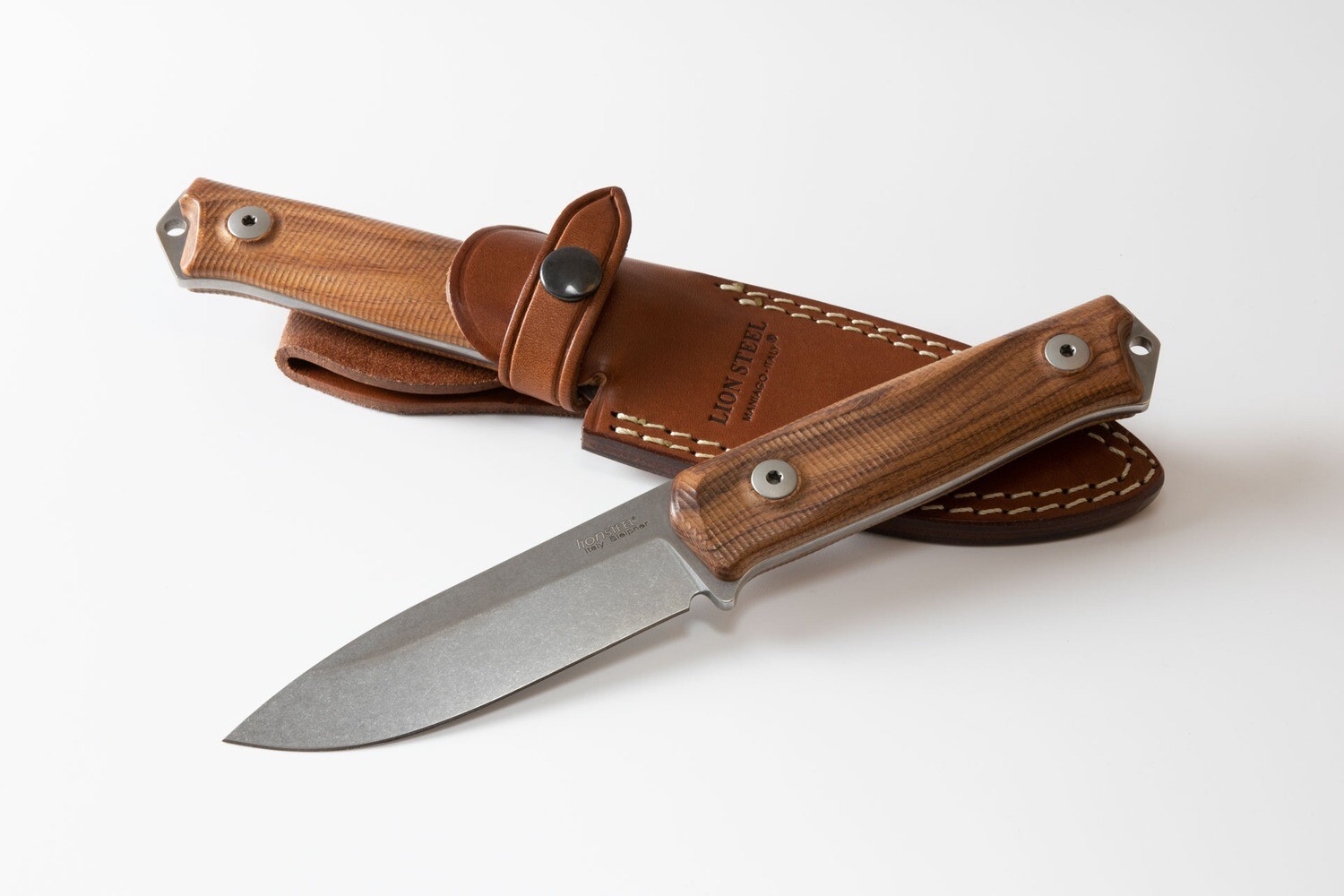LionSTEEL B41 4&quot; Fixed Blade Knife  / Santos Wood / Stonewash Sleipner Steel