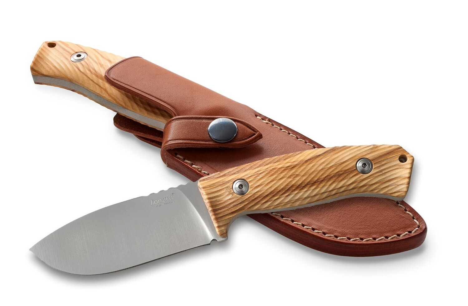 LionSTEEL M3 Hunter 4.25&quot; Fixed Blade Knife / Olive Wood / Satin Niolox Steel