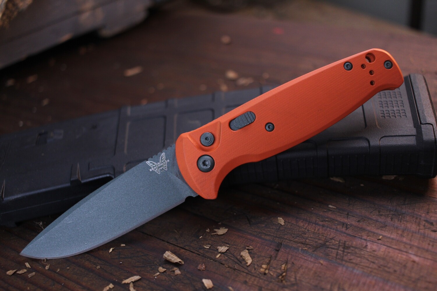 Benchmade CLA 3.4&quot; Drop Point Automatic Knife / Orange Cerakote / Cobalt Cerakote 154CM ( Pre Owned )