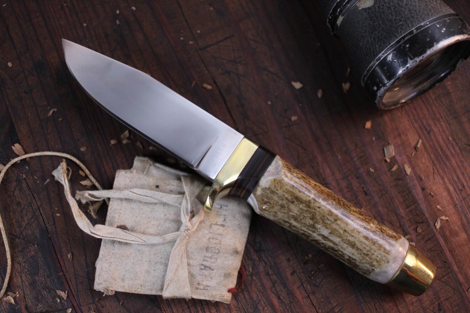 David Reed Chop Chop Hunter 4.5&quot; Fixed Blade Knife / Caribou Antler / Satin D2