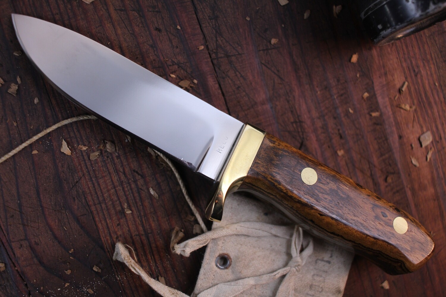 David Reed Goblin Hunter 4.5&quot; Fixed Blade Knife / Shedua Wood / Satin D2