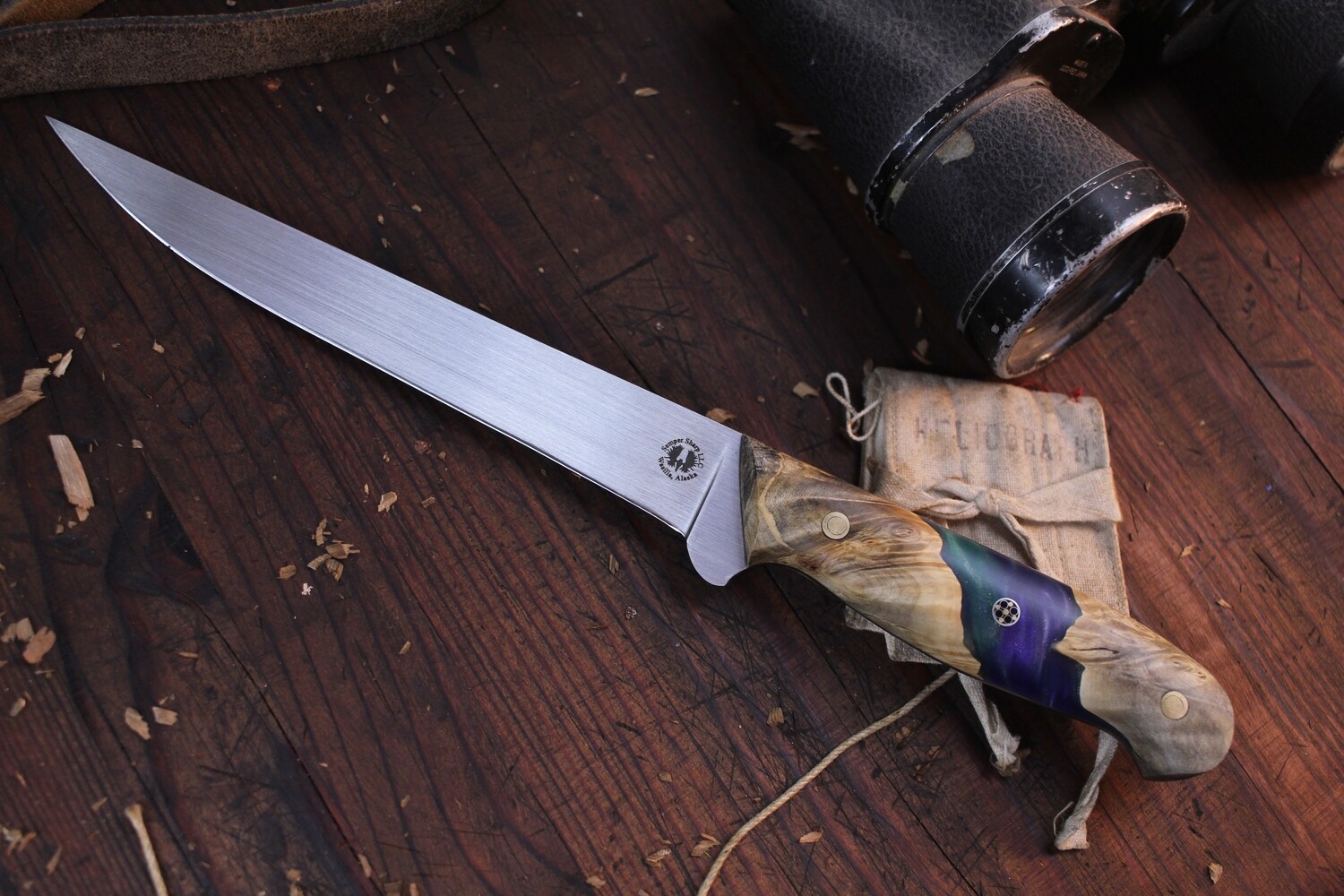 Semper Sharp Northern Knives Exclusive 7.25&quot; Fillet / Buckeye Burl &amp; Northern Lights Epoxy / Satin Nitro V