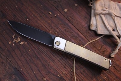 Medford Knife and Tool (MKT) Gentleman Jack 3.1" Slip Joint Knife / Bronze Anodized Titanium / Black S35V ( Pre Owned )