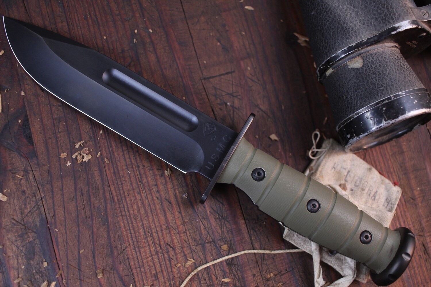Medford Knife and Tool (MKT) Fighter 6.5&quot; Fixed Blade Knife / OD Green G-10 / Black 3V ( Pre Owned )