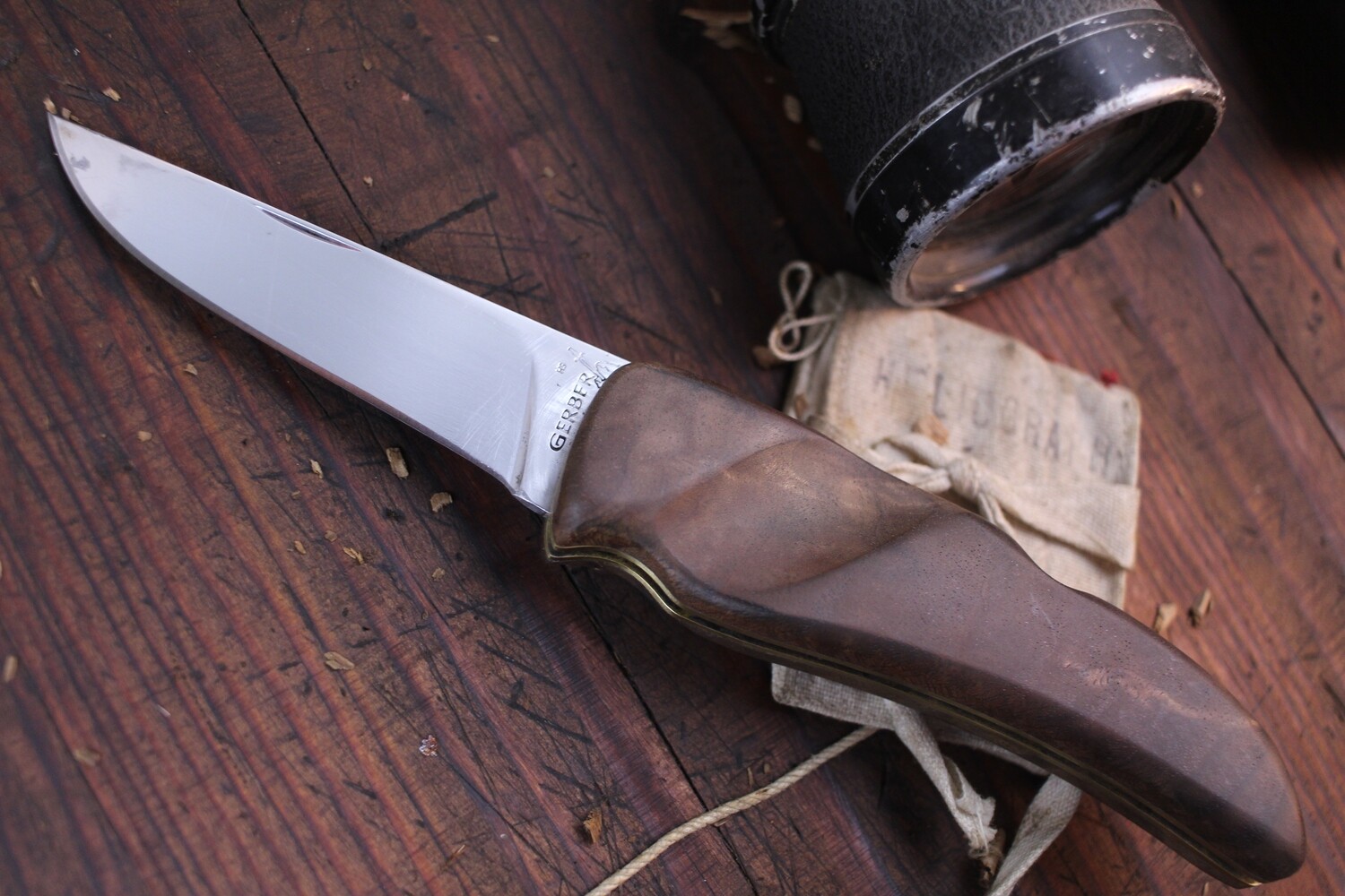 Gerber Classic First Folding Hunter 3.75&quot; Lockback / Walnut Handle ( Pre Owned ).