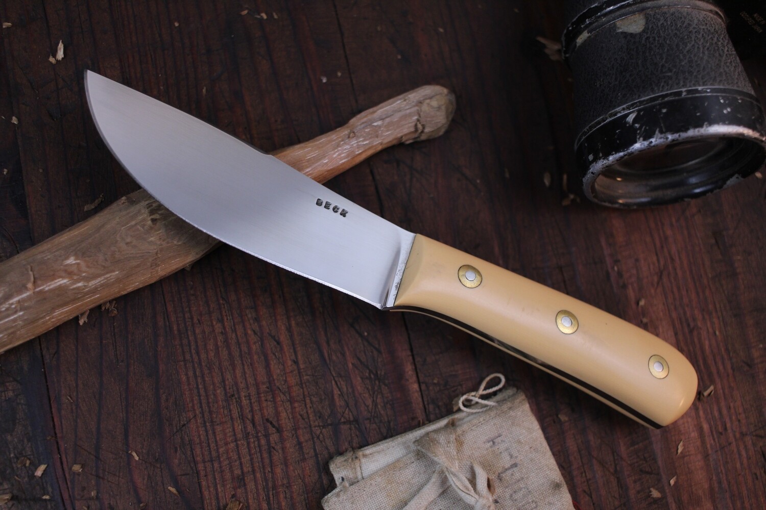 Dave Beck Custom Skinner 4.5&quot; Fixed Blade / Antique Ivory Micarta / High Carbon