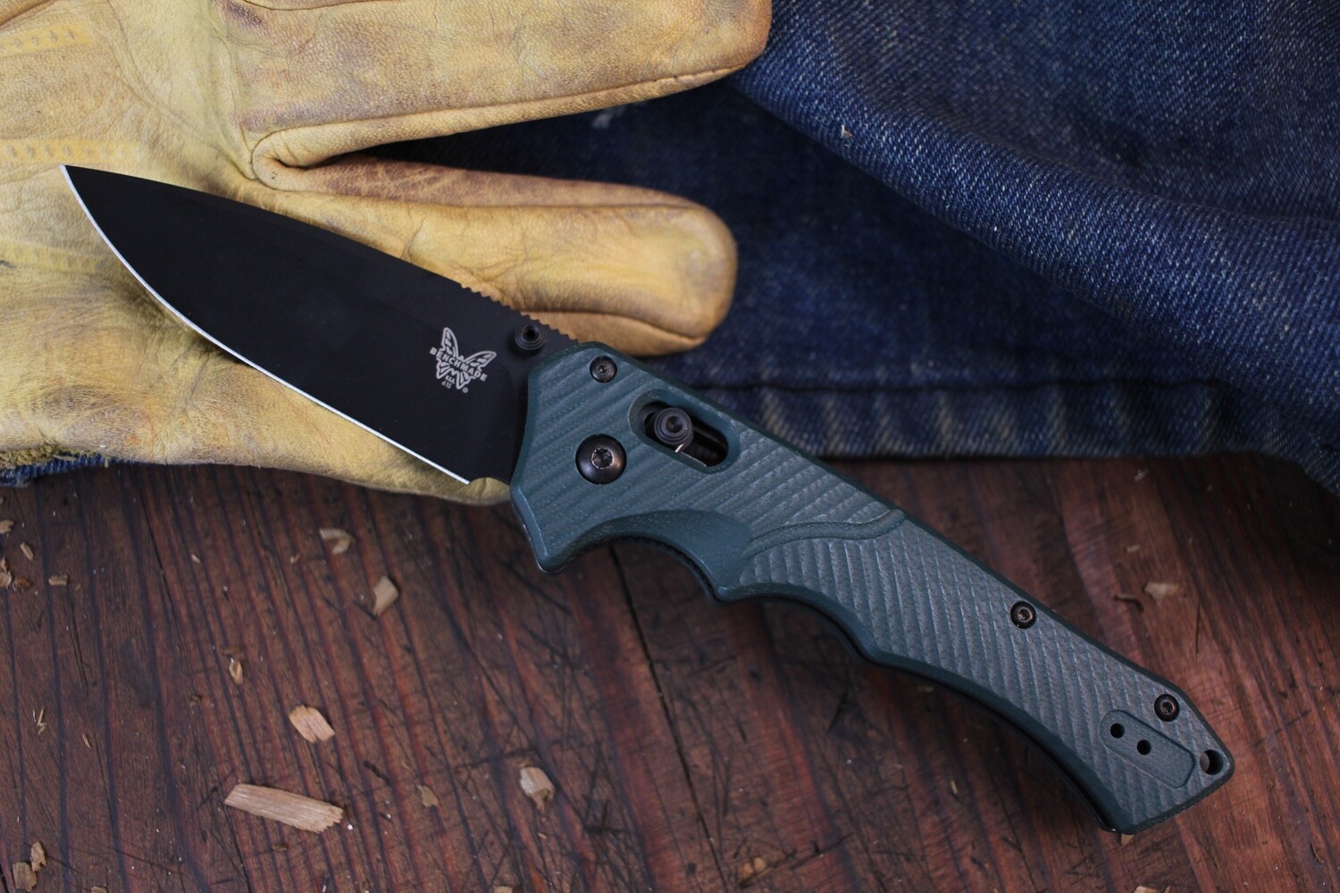 Benchmade Mini Rukus 3.4&quot; Folding Knife / Green G10 / Black S30V /2015 Shot Show Exclusive ( Pre Owned )