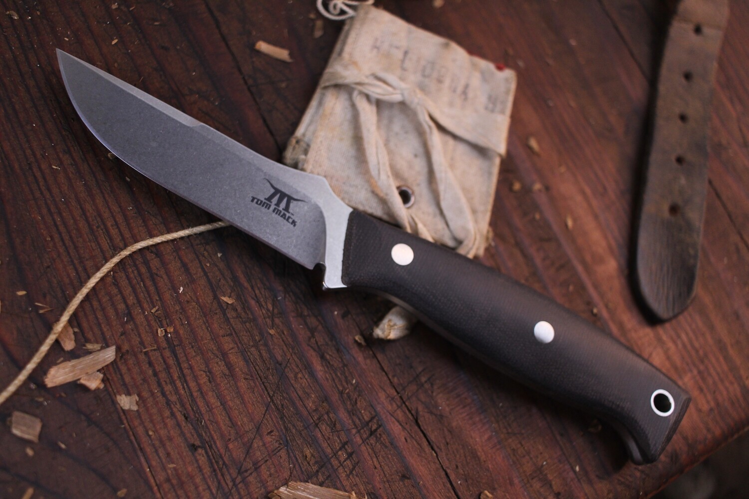 White River Knives Tom Mack Hunt 4&quot; Fixed Blade Knife / Black Canvas Micarta / Stonewashed CPM-S35VN