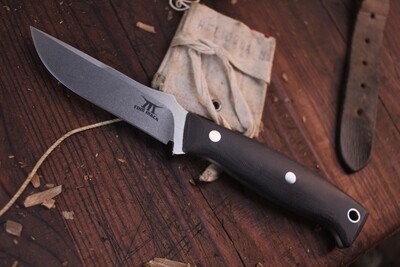 White River Knives Tom Mack Hunt 4" Fixed Blade Knife / Black Canvas Micarta / Stonewashed CPM-S35VN