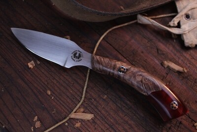 Semper Sharp EDC 2.25&quot; Custom Caper / Stabilized Maple Burl &amp; Merlot Epoxy / Satin CPM-154