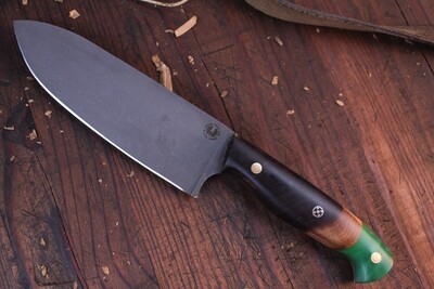 Semper Sharp 6" Chef Knife / Tasmanian Blackwood & Green Epoxy / Stonewashed Nitro V