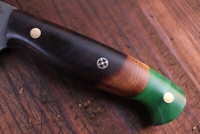 Semper Sharp 6" Chef Knife / Tasmanian Blackwood &amp; Green Epoxy / Stonewashed Nitro V