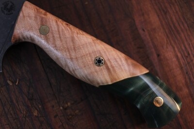 Semper Sharp 7" Santoku Knife / Maple Burl &amp; Green Epoxy / Stonewashed Nitro V