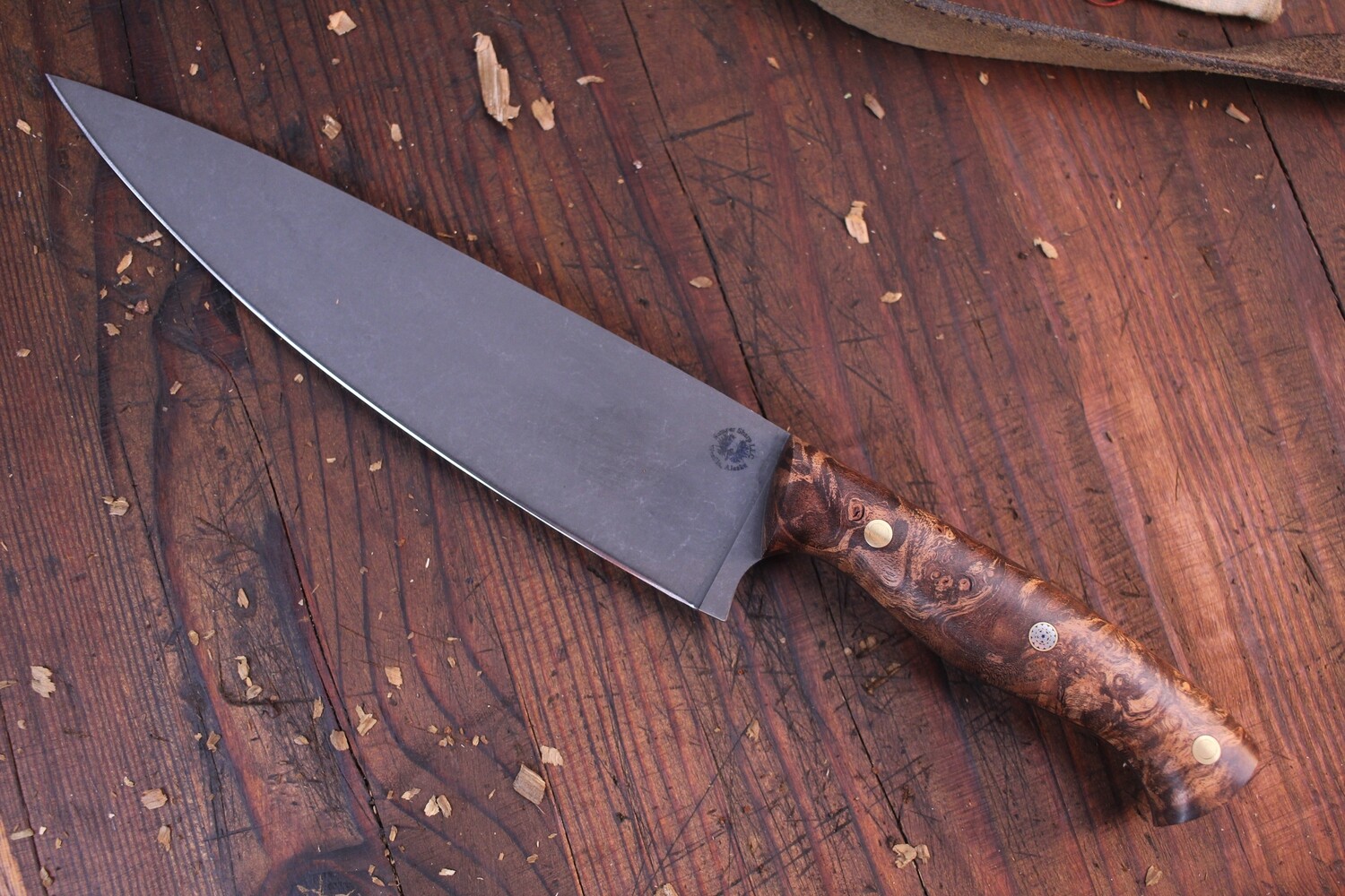 Semper Sharp 8&quot; Chef Knife / Dyed Maple Burl / Stonewashed Nitro V
