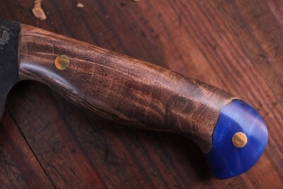 Semper Sharp Serbian Chef 6.25" Fixed Blade / Maple Burl &amp; Green Epoxy / 80CRV2