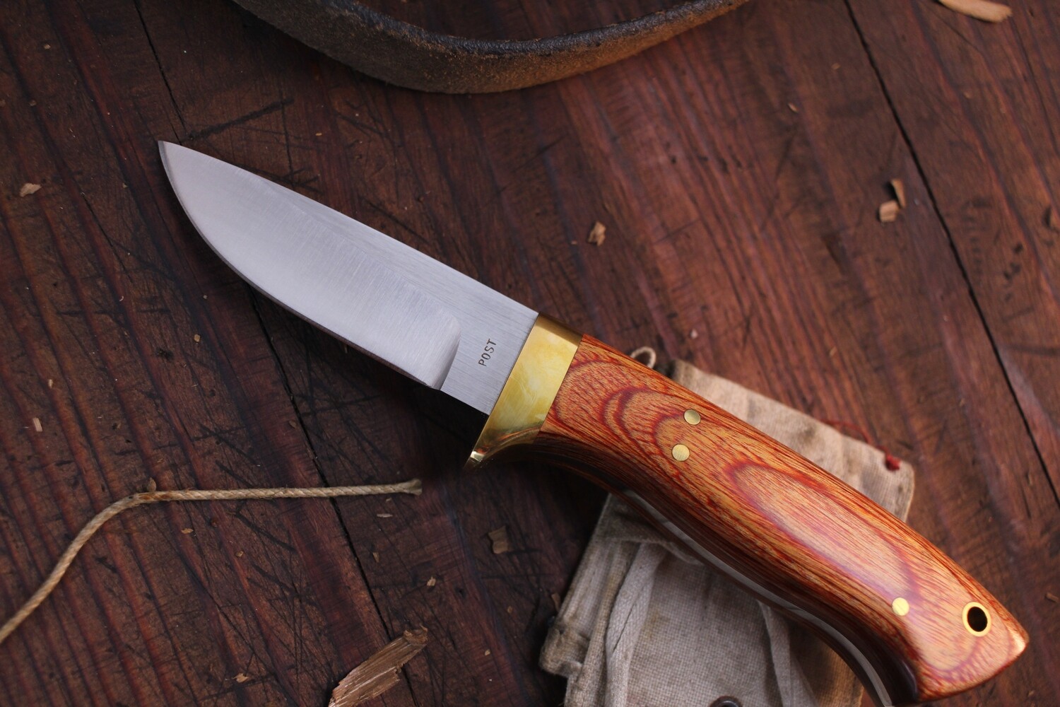 Post Knives Mini Skinner 3&quot; Fixed Blade / Dymondwood / Satin 154CM