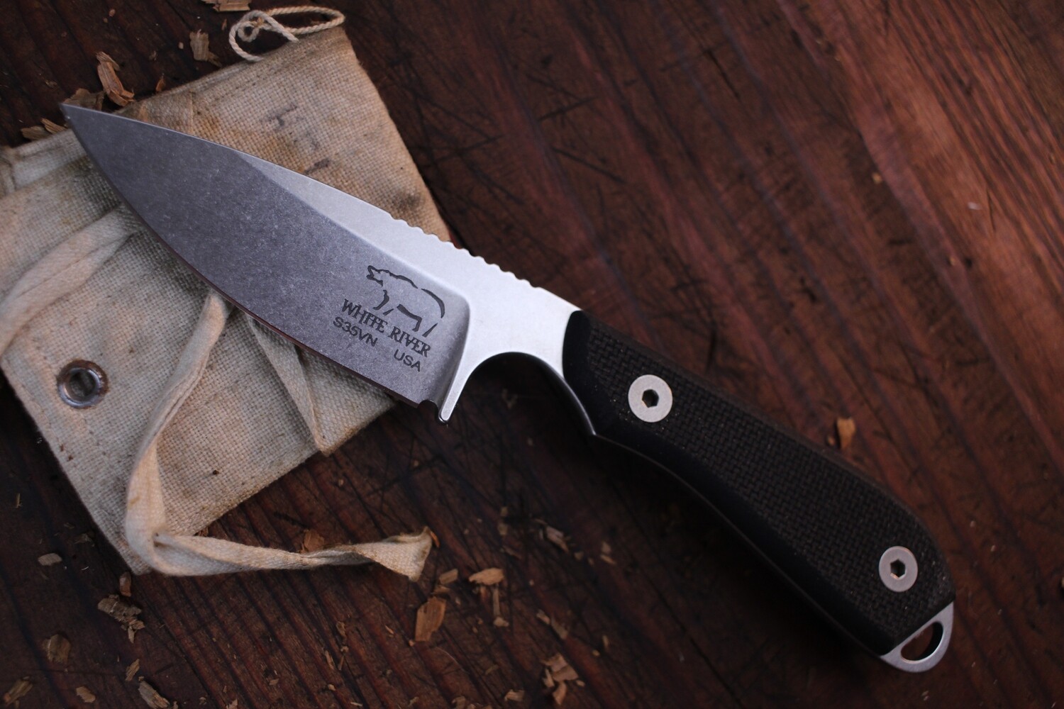White River Knives Backpacker Pro 3.25&quot; Fixed Blade Knife, S35VN Stonewashed / Textured Black G10