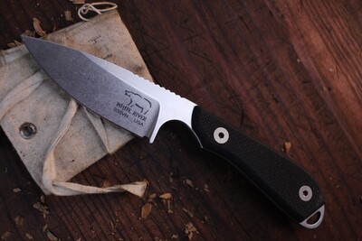 White River Knives Backpacker Pro 3.25" Fixed Blade Knife, S35VN Stonewashed / Textured Black G10