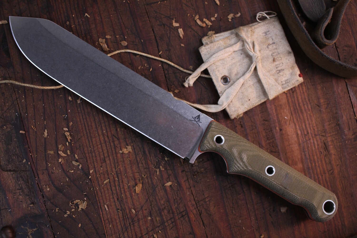White River Knives Firecraft FC7&quot; Fixed Blade Knife, Green Canvas Micarta / Stonewashed S35VN / Kydex Sheath