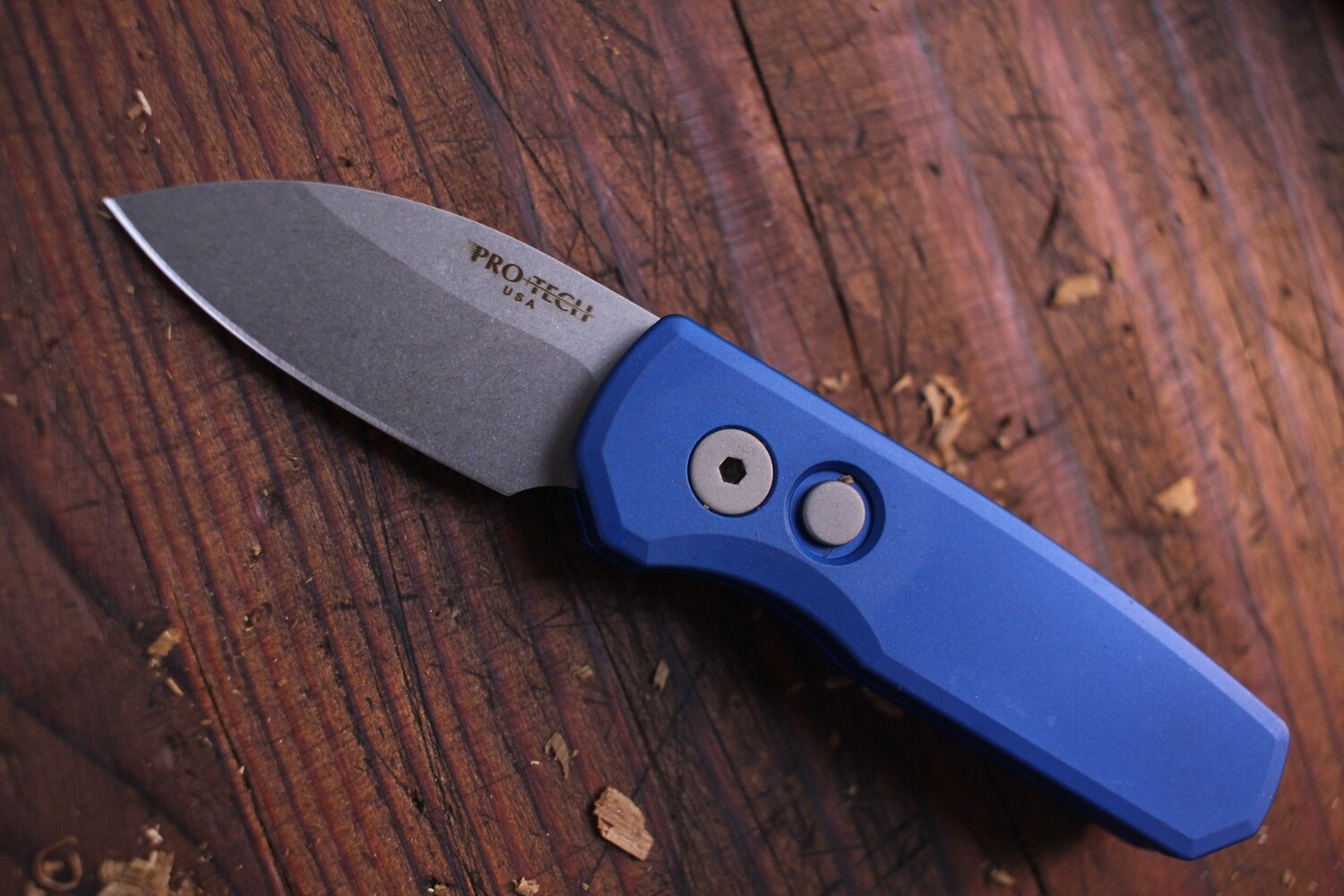 Pro-Tech Runt 5 2.96&quot; Automatic Knife / Blue Aluminum / Stonewash 20CV