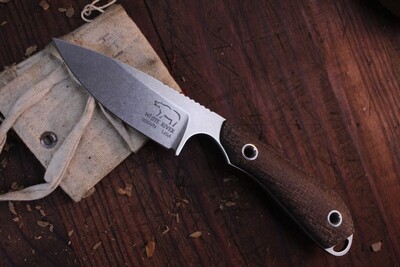 White River Knives Caper 3" Fixed Blade Knife, Natural Burlap Micarta / Stonewashed S30V