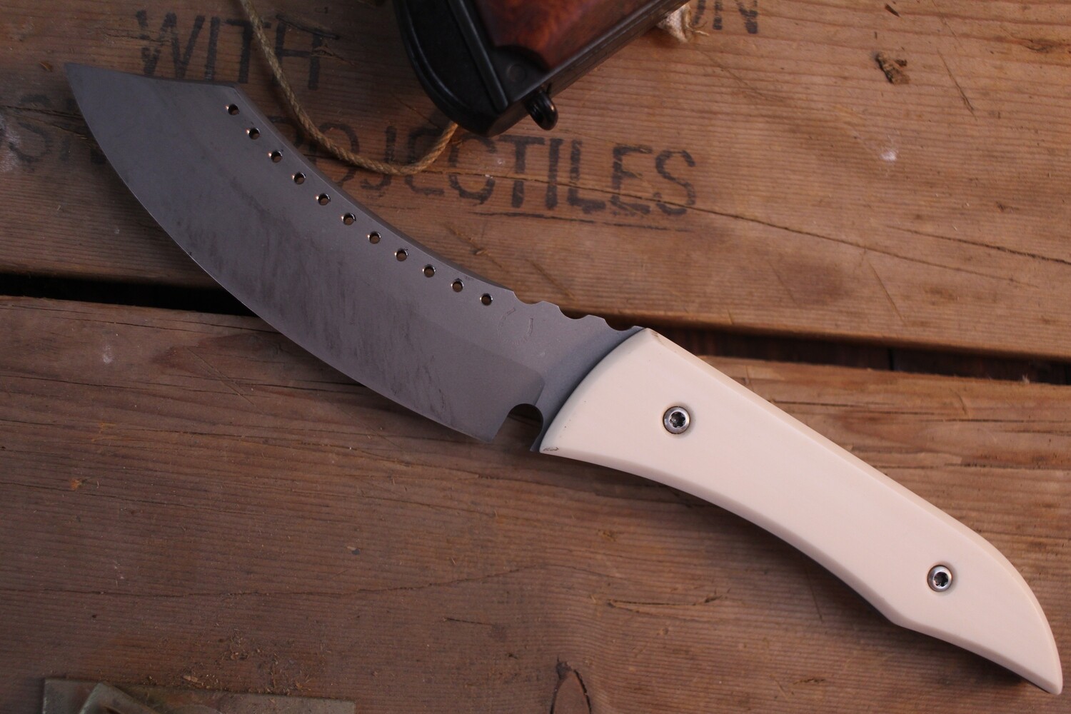 Red Horse Knives Hell Razor 4.5&quot; Fixed Blade Knife / Ivory Micarta / Bead Blasted D2 ( Pre Owned )