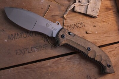 Fox Knives Tracker Meskwaki 5.5&quot; Folding Knife / Natural Micarta / Bead Blasted N690 ( Pre Owned )