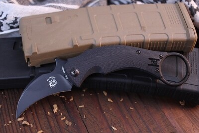 Fox/Bastinelli Black Bird 2.5&quot; Folding Karambit, Black N690 / Black G10