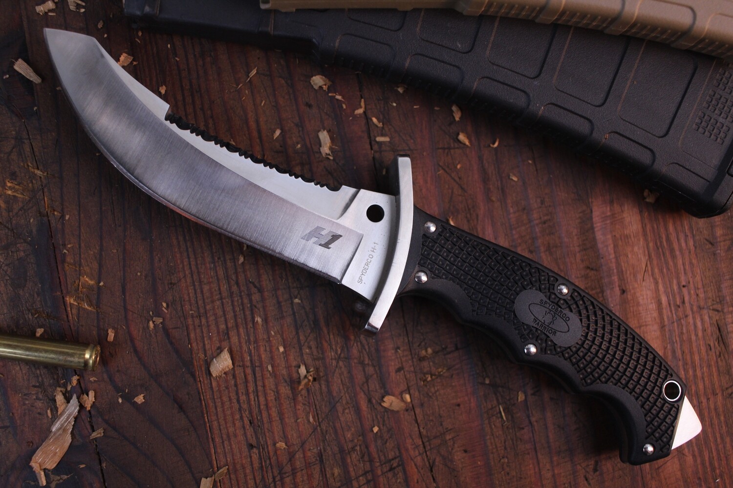 Spyderco Warrior 5.69&quot; Fixed Blade Knife / Black FRN / Satin H1 ( Pre Owned )
