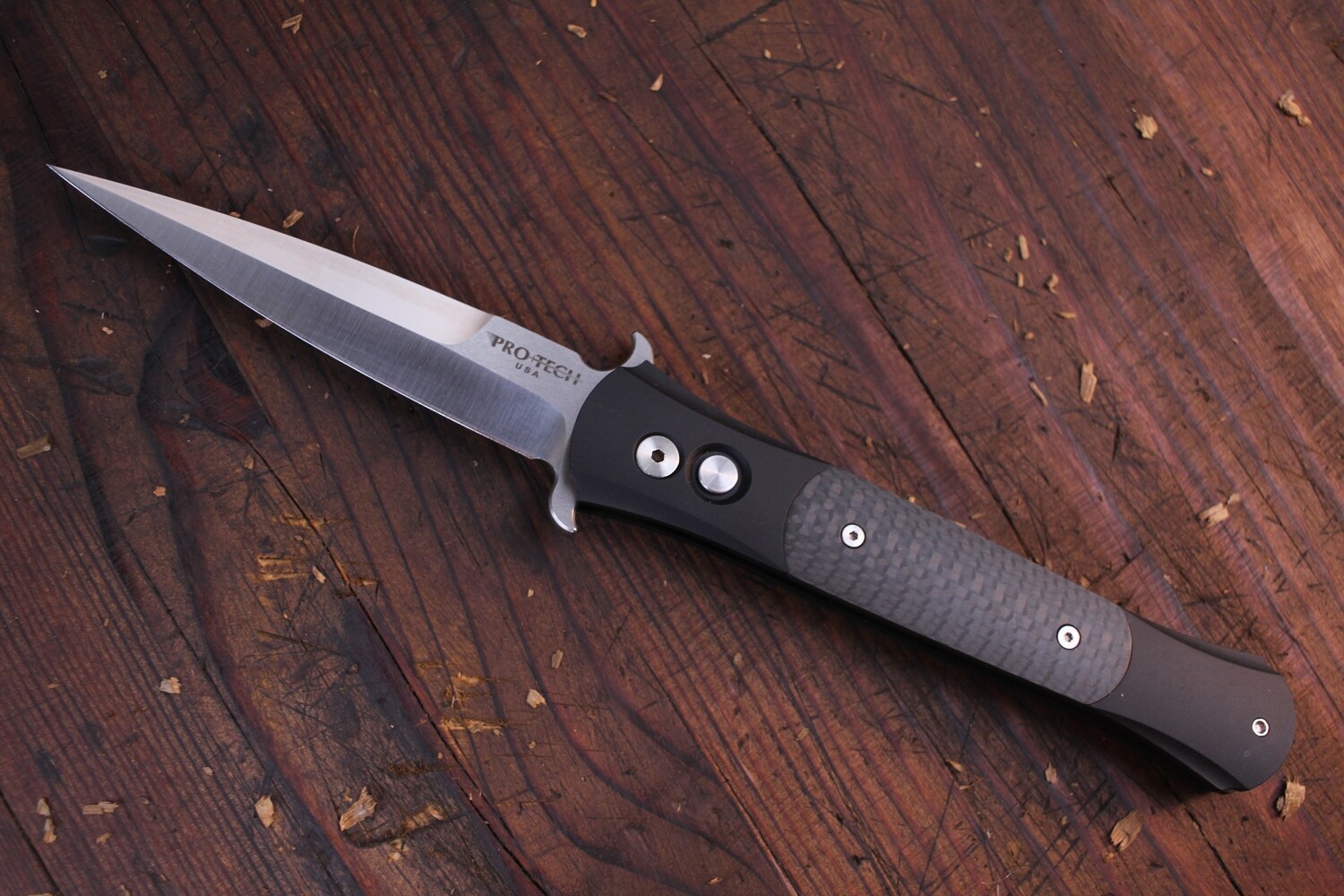 Pro-Tech Large Don 4.5&quot; Automatic Knife / Carbon Fiber &amp; Aluminum / Satin 154CM ( Pre Owned )