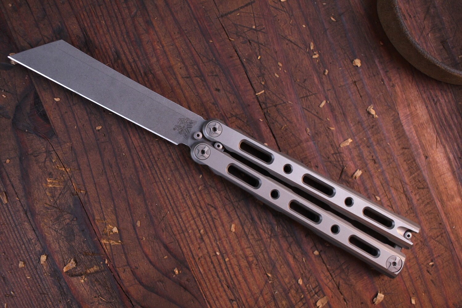 Benchmade 87 BaliSong 4.5&quot; Butterfly Knife / Titanium / Satin S30V ( Pre Owned )