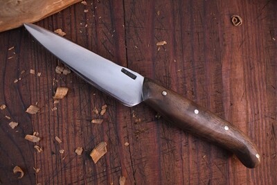 Mark Couch Long Drop Point Knife Fixed Blade 4" Knife, High Carbon / Walnut / Leather Sheath