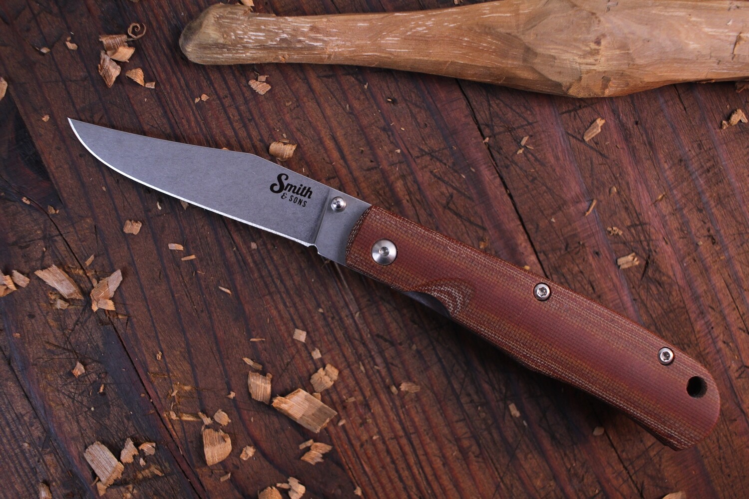 Smith &amp; Sons Cypress 3.375&quot; Folding Knife / Natural Micarta / Stonewashed D2 ( Pre Owned )