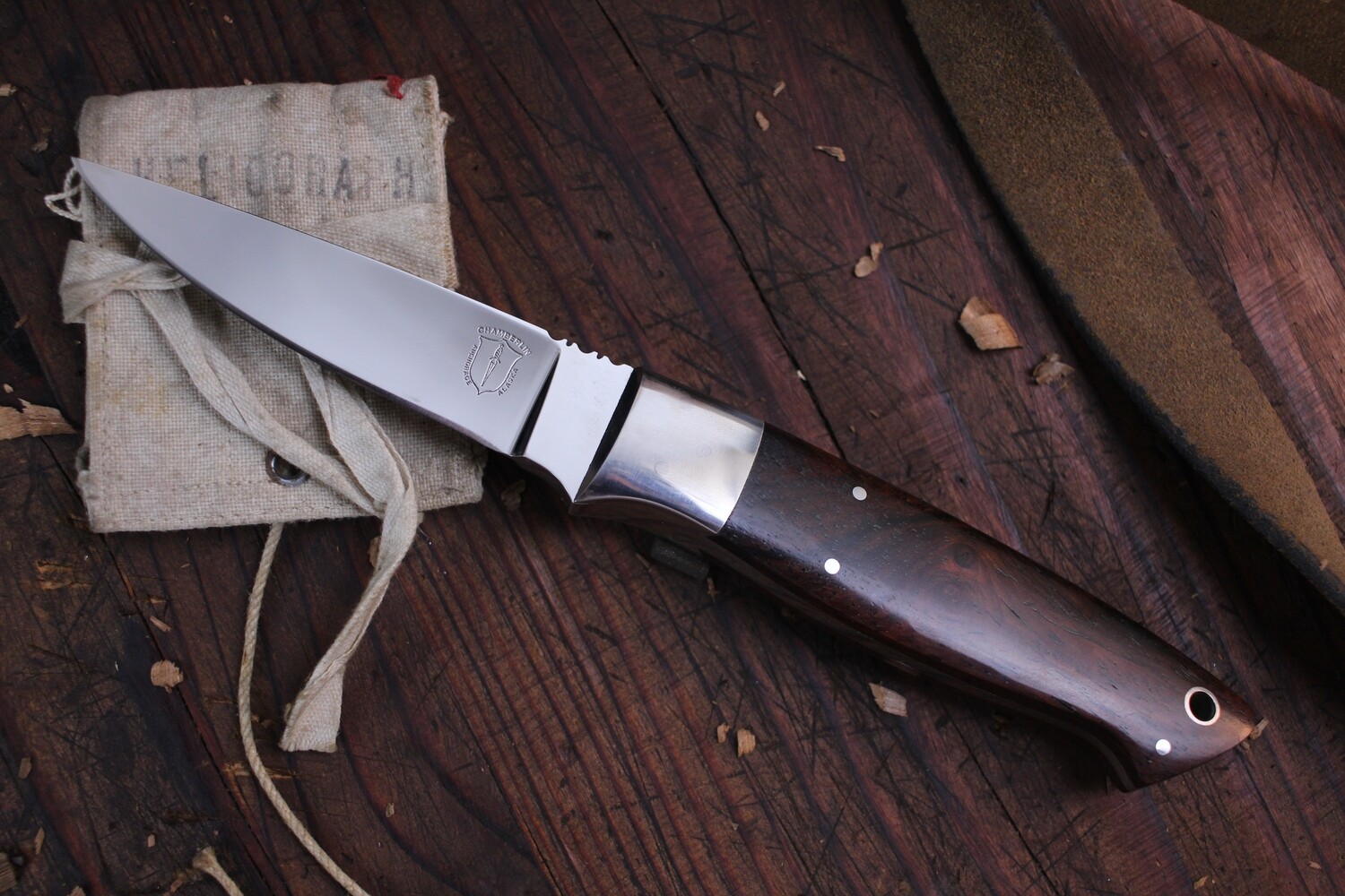 John Chamberlin Daily 3.5" Fixed Blade Knife / Cocobolo / Polished Stainless Steel