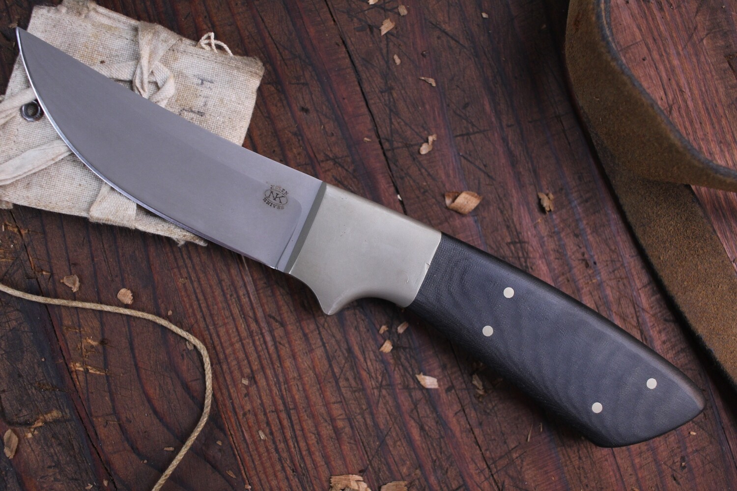 RD Nolan Custom Knife Skinner 4&quot; Fixed Blade Knife / Black Micarta / Beadblasted O1 Tool Steel ( Pre Owned )