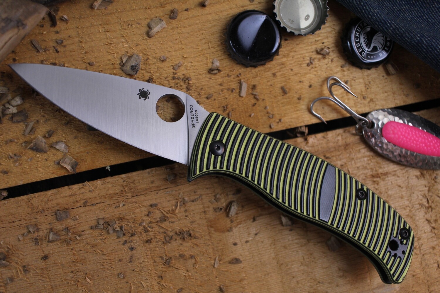 Spyderco Caribbean 3.7&quot; Folder / Black &amp; Yellow G10 / Satin LC200N
