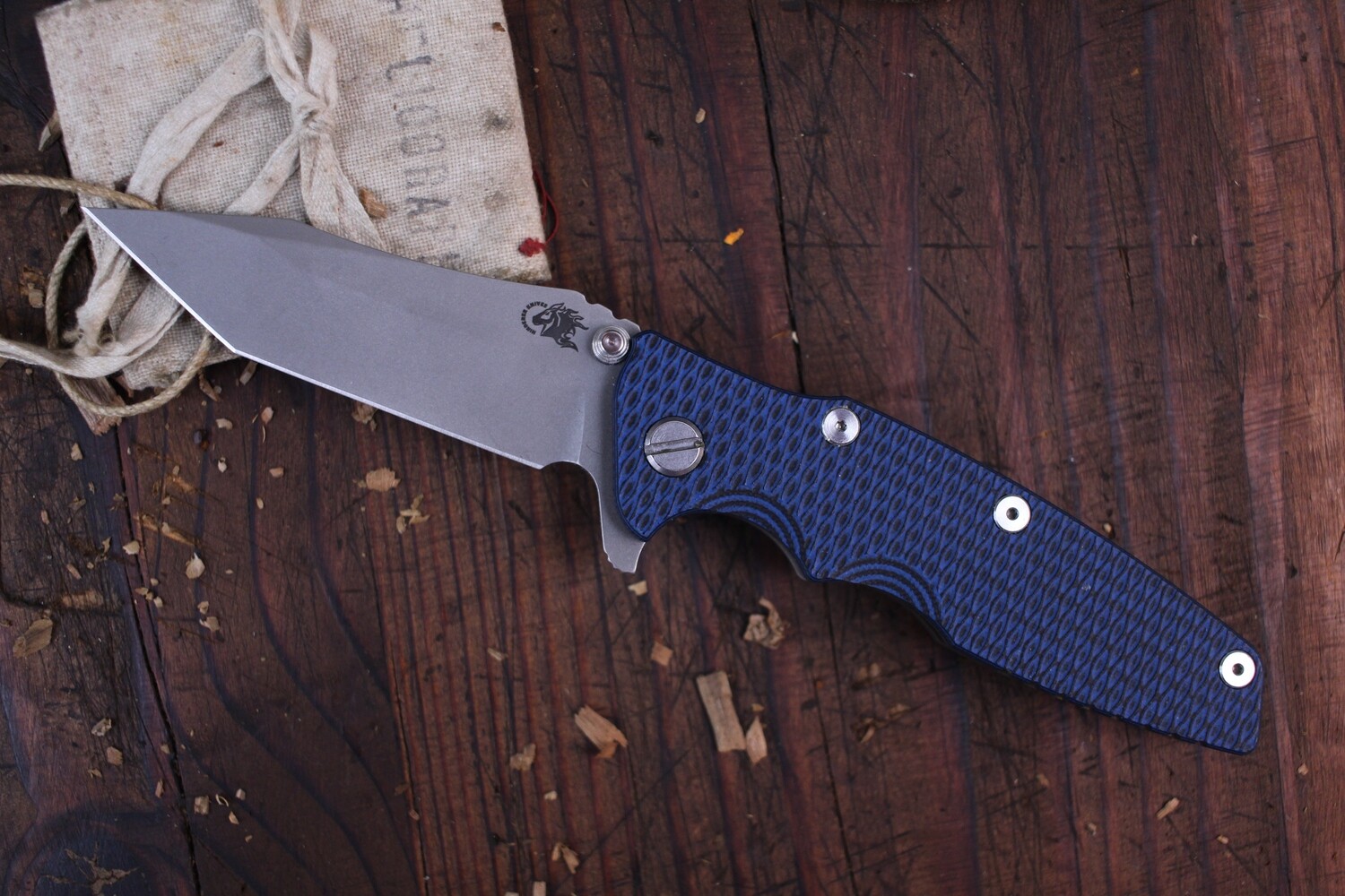 Hinderer Eklipse 3.5&quot; Folding Knife / Black &amp; Blue G10 Battle Bronze Titanium / Working Finish 20CV / Tanto ( Pre Owned )