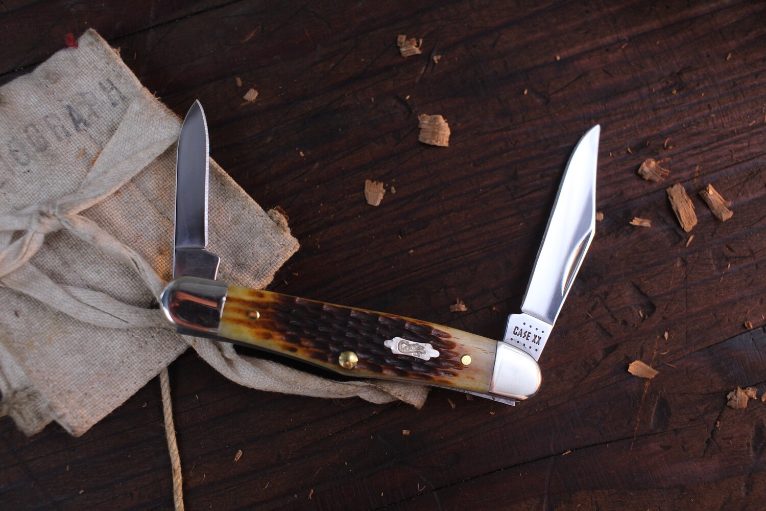 Case Half Whittler 6208SS 3.25&quot; / Antique Rogers Corn Cob Jigged Bone / Silver Bolsters ( Discontinued )