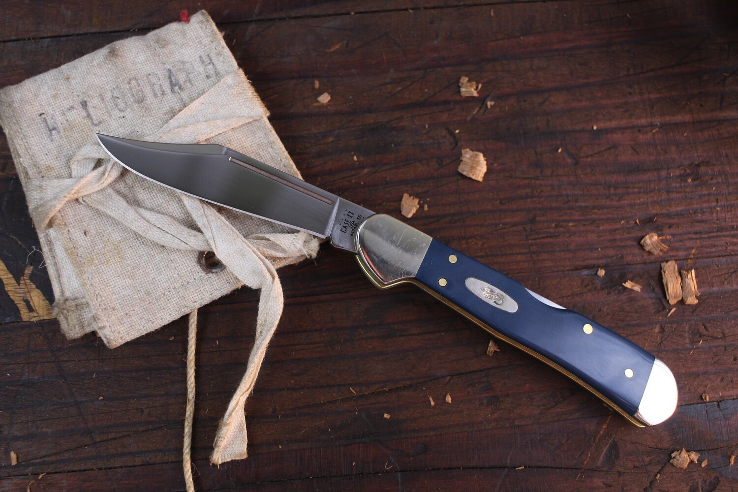 Case Mini Copperlock 41749LSS 3.63&quot; / Navy Blue Synthetic / Silver Bolsters / Lockback ( Discontinued )