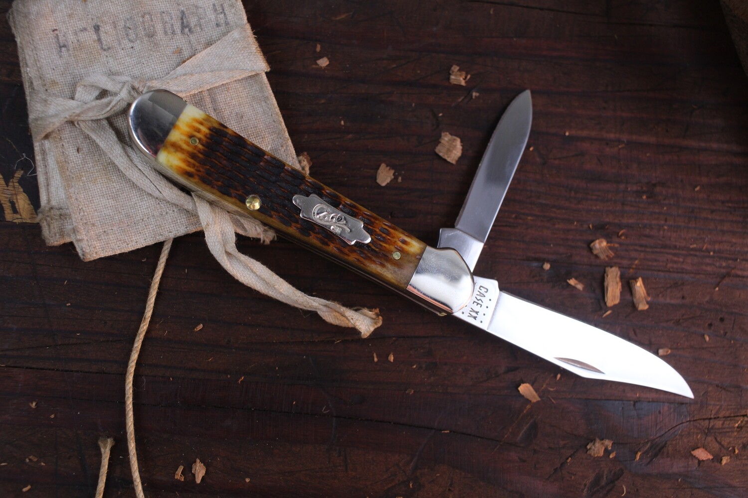 Case Copperhead 6249SS 3.88&quot; / Antique Rogers Corn Cob Jigged Bone / Silver Bolsters ( Discontinued )
