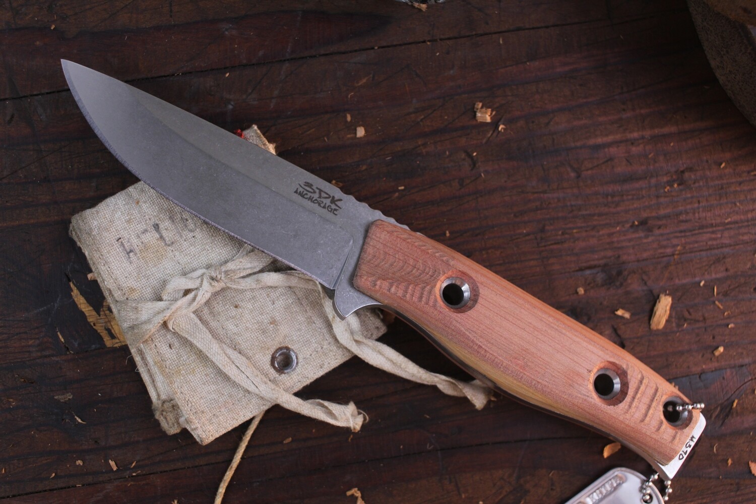 3DK MAK 4&quot; Fixed Drop Point, M390 Blade / Cedar Handle