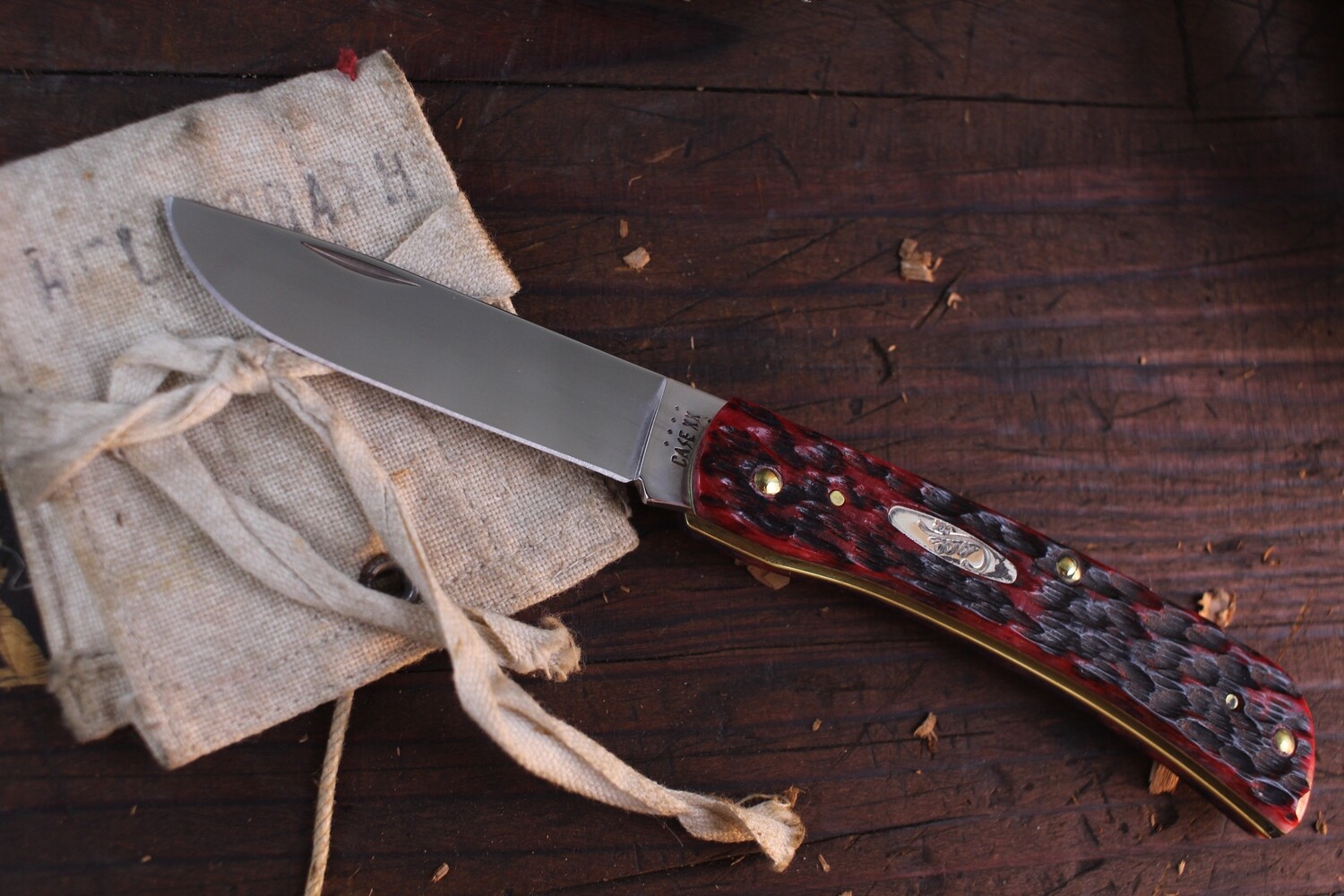 Case SOD Buster Jr 6137SS 3.63&quot; / Crimson Peachseed Jigged Bone / Stainless Steel ( Discontinued )