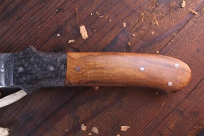 Don Dezarn Fighter 5.5" Fixed Blade Knife / Carbon Fiber &amp; Ironwood / Damascus / Hollow Grind