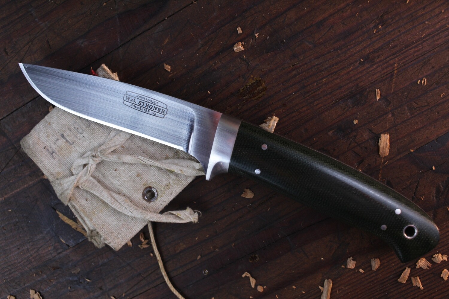 W. G. Stegner #01 Drop Point 4” Fixed Blade / Green Micarta / Satin ATS-34