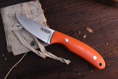 Casström Alan Wood Designed Safari Mini Hunter 2.4” Fixed Blade / Orange G10 / Satin Sandvik
