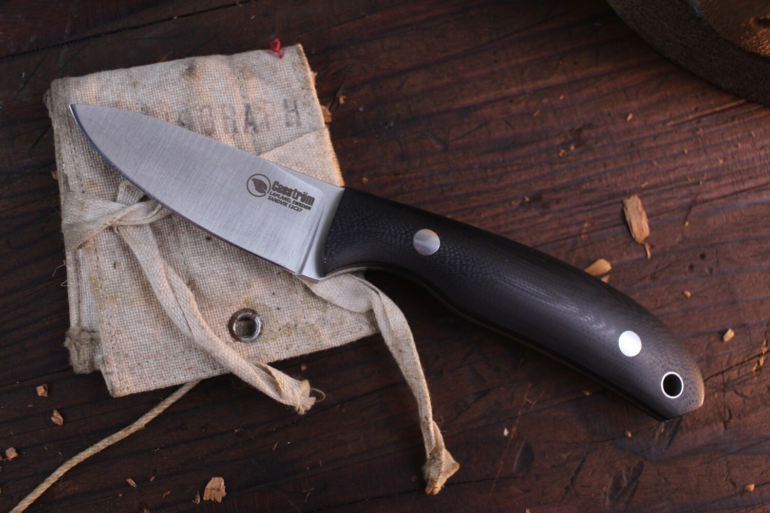 Casström Alan Wood Designed Safari Mini Hunter 2.4” Fixed Blade / Black G10 / Satin Sandvik 