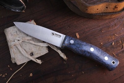 Casström No. 10 Swedish Forest Knife 4” Fixed Blade / Stabilized Blue Birch / Satin Sandvik